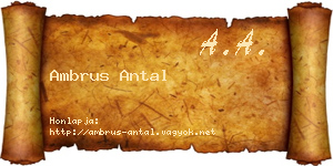 Ambrus Antal névjegykártya
